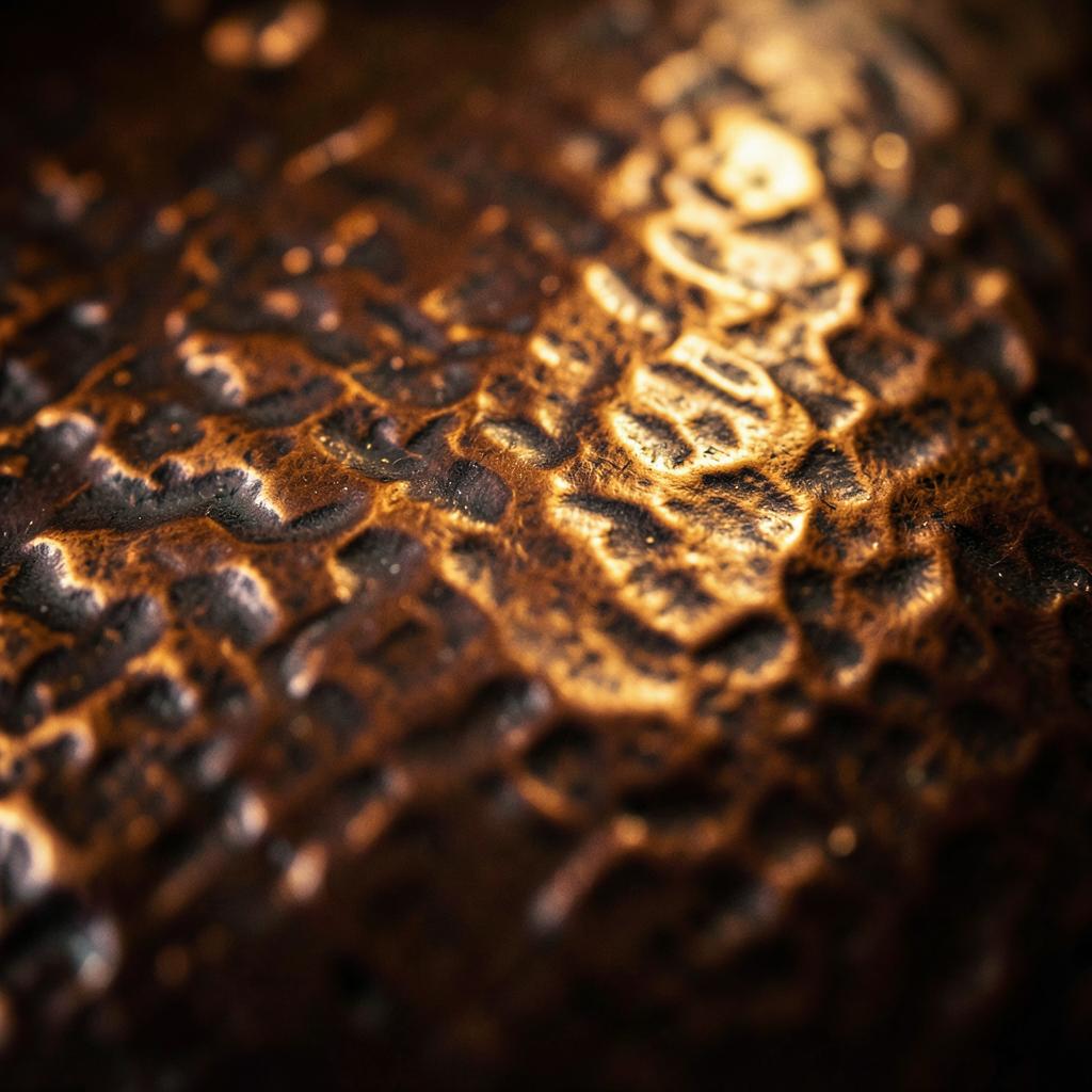 Macro di una superficie in bronzo brunito